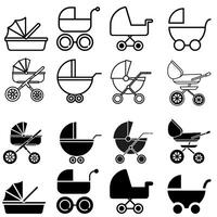 bébé le chariot icône vecteur ensemble. poussette illustration signe collection. bébé symbole ou logo.