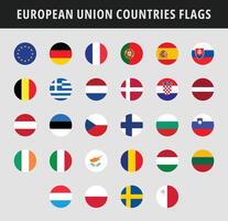 européen syndicat des pays rond drapeaux. plat rond européen drapeau ensemble. vecteur