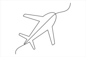 continu un ligne avion icône contour vecteur art illustration