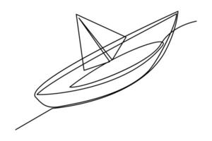 continu un ligne dessin papier bateau contour vecteur art illustration