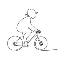 continu un ligne à vélo contour sur une blanc Contexte vecteur art illustration