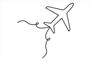 continu un ligne avion icône contour vecteur art illustration