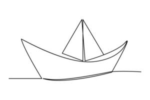 continu un ligne dessin papier bateau contour vecteur art illustration