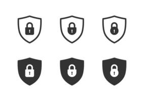 fermer à clé sur bouclier icône ensemble. protection icône. cadenas signe. vecteur illustration.