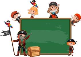 tableau vide avec de nombreux personnages de dessins animés pour enfants pirates vecteur