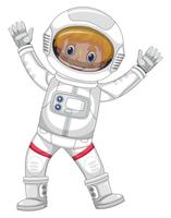 Astronaute en combinaison spatiale blanche sur fond blanc vecteur