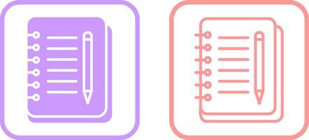 icône de vecteur de cahier et stylo