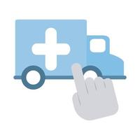 médecin en ligne, application médicale de transport en ambulance numérique, icône de style plat vecteur