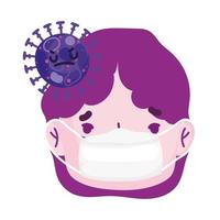 homme malade visage dessin animé masque médical covid 19 pandémie de coronavirus vecteur