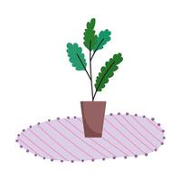 Plante en pot sur la décoration de tapis icône isolé sur fond blanc vecteur