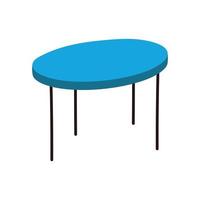 Mobilier de table ronde bleu icône isolé sur fond blanc vecteur