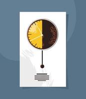 horloge rectangle de l'heure du café vecteur