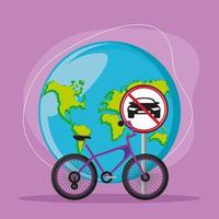 vélo pour le monde sans voiture vecteur