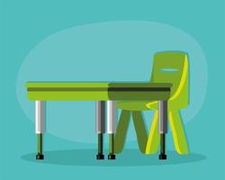 bureau et chaise d'école verts vecteur