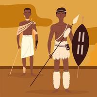 guerrier hommes aborigènes vecteur