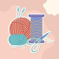 tube de fil et boule tricotés vecteur