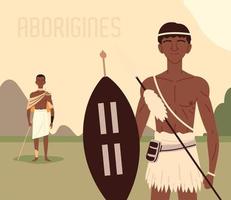 hommes aborigènes dans la terre vecteur