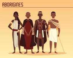 membres des tribus aborigènes vecteur