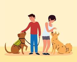 homme et femme avec des animaux vecteur