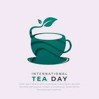 international thé journée papier Couper style vecteur conception illustration pour arrière-plan, affiche, bannière, publicité, salutation carte