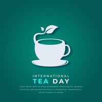 international thé journée papier Couper style vecteur conception illustration pour arrière-plan, affiche, bannière, publicité, salutation carte