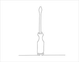 continu ligne dessin de Tournevis. un ligne de Tournevis. Tournevis continu ligne art. modifiable contour. vecteur
