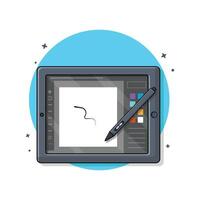 photo ou graphique éditeur app sur graphique tablette et stylo vecteur illustration