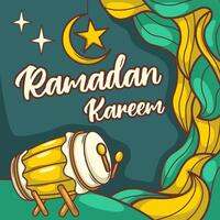 Ramadan kareem avec dessin animé islamique illustration ornement vecteur