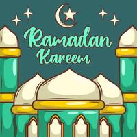 Ramadan kareem avec dessin animé islamique illustration ornement vecteur