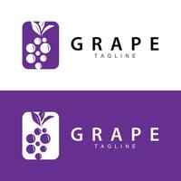 grain de raisin logo, jardin vecteur, Frais violet fruit, du vin marque conception, Facile illustration modèle vecteur