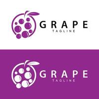 grain de raisin logo, jardin vecteur, Frais violet fruit, du vin marque conception, Facile illustration modèle vecteur
