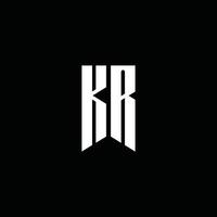 monogramme du logo kr avec style emblème isolé sur fond noir vecteur