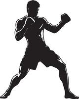 Masculin kickboxing joueur silhouette. vecteur