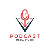 Podcast médias studio Créatif moderne vecteur conception logo modèle