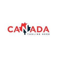 Canada Créatif texte caractères mot-symbole conception vecteur logo modèle érable feuille