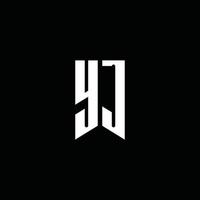monogramme du logo yj avec style emblème isolé sur fond noir vecteur