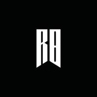 monogramme du logo rb avec style emblème isolé sur fond noir vecteur