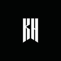 monogramme du logo kh avec style emblème isolé sur fond noir vecteur