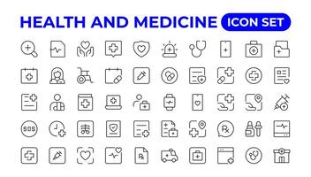 médical et santé plat Icônes. collection santé se soucier médical signe Icônes vecteur