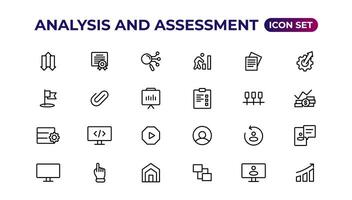 une analyse et évaluation ligne Icônes collection.thin contour Icônes paquet. vecteur
