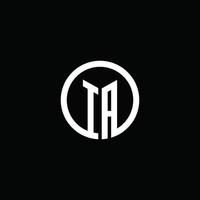 ia monogramme logo isolé avec un cercle tournant vecteur