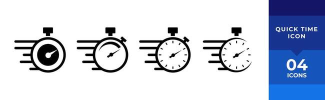 ensemble d'icônes de minuterie. icône de temps rapide ou de date limite. symbole de service express. compte à rebours et icônes de chronomètre isolés sur blanc. illustration vectorielle. vecteur
