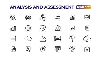 une analyse et évaluation ligne Icônes collection.thin contour Icônes paquet. vecteur