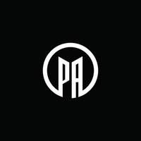 logo monogramme pa isolé avec un cercle tournant vecteur