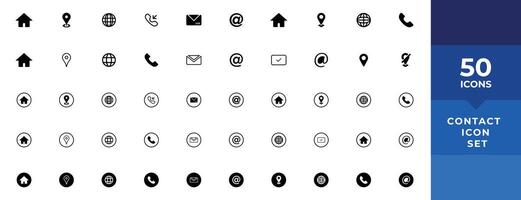 la toile icône ensemble. affaires carte contact information icône. contact nous icône ensemble vecteur