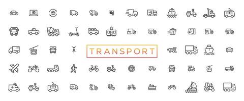 transport, véhicule et livraison éléments - minimal mince ligne la toile icône ensemble. contour Icônes collection vecteur