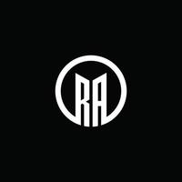 logo monogramme ra isolé avec un cercle tournant vecteur