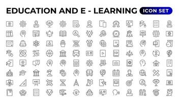 éducation et apprentissage mince ligne Icônes ensemble. éducation, école, apprentissage Icônes. vecteur