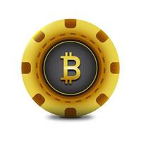 bitcoin poker ébrécher. casino puce et bitcoin signe. plat vecteur illustration.