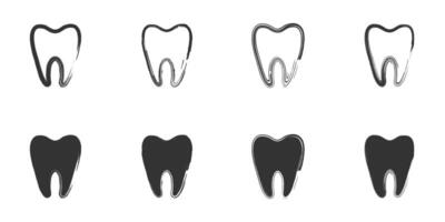 main tiré les dents icône ensemble. vecteur illustration.